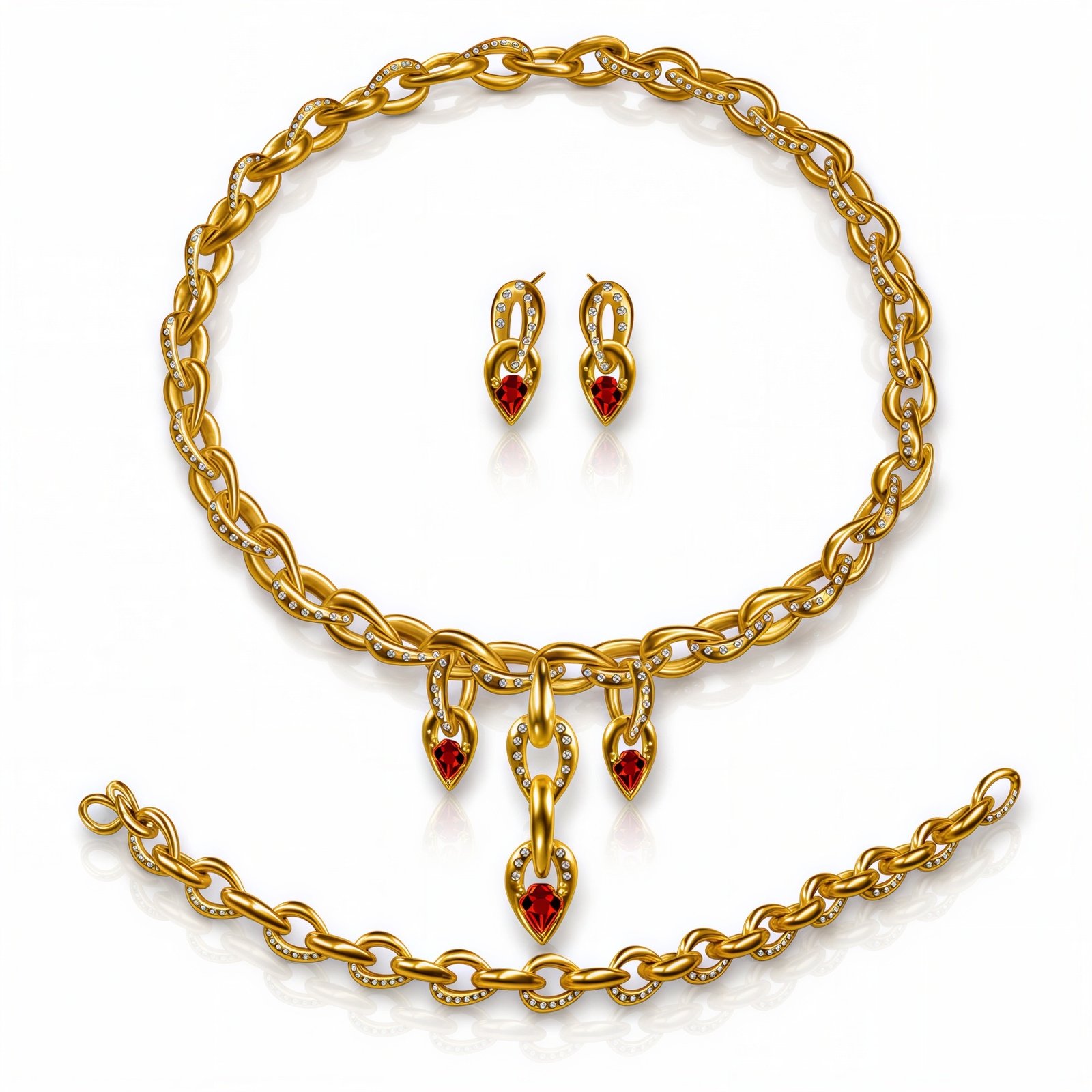 Signature Link Set with Rubies & White Diamonds