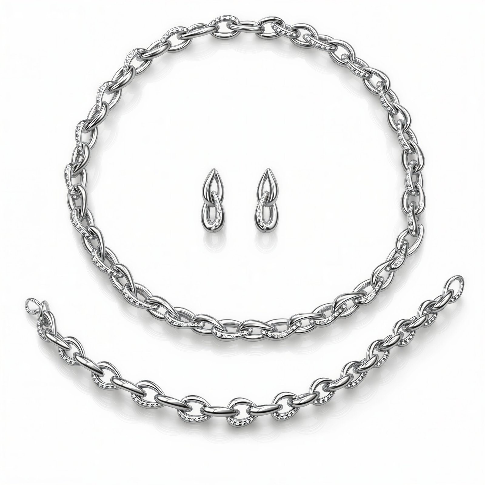 Signature Link Set White Gold with White Diamonds